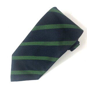 Vintage Angelo Stanganini Firenze Rep Silk Tie Navy Blue Green Stripe Italy
